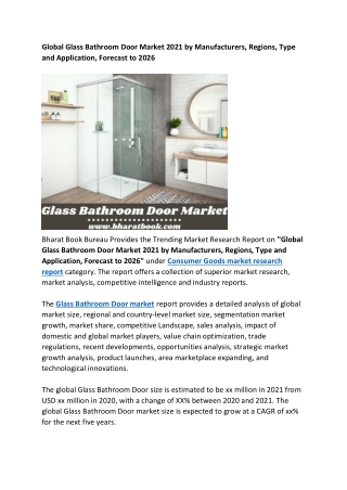 Global Glass Bathroom Door Market Forecast 2021-2026