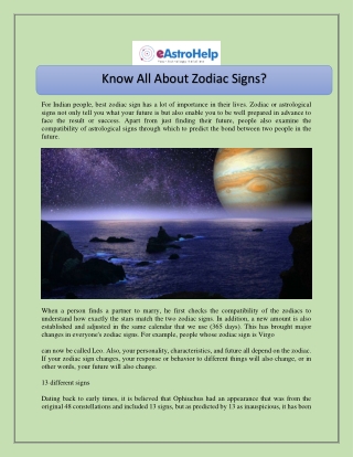 Know All About Zodiac Signs