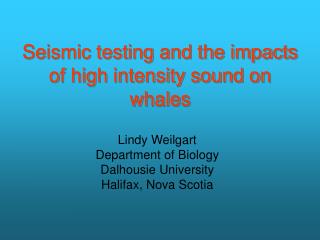 Seismic testing and the impacts of high intensity sound on whales