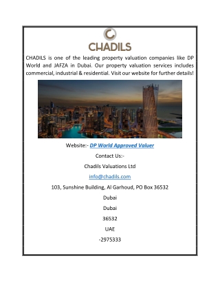 DP World and JAFZA Approved Valuer