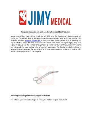Surgical Scissors Uk and Modern Surgical Instruments