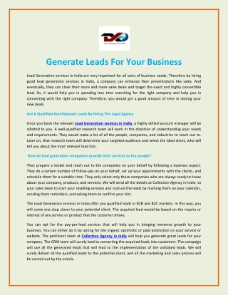 Generate Leads For Your Business