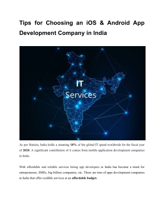Tips for Choosing an iOS & Android App Development Company in India