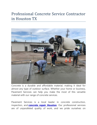 Professional Concrete Service Contractor in Houston TX