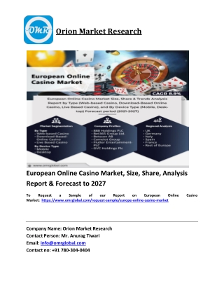 European Online Casino Market Trends, Size, Competitive Analysis and Forecast 20