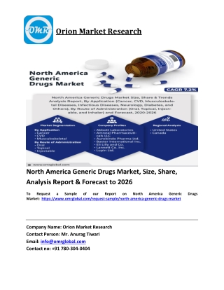 North America Generic Drugs Market Trends, Size, Competitive Analysis and Foreca