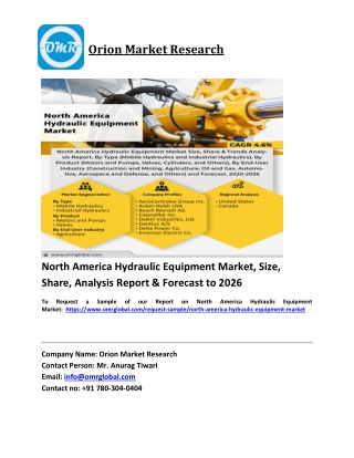 North America Hydraulic Equipment Market Trends, Size, Competitive Analysis and