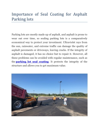 Importance of Seal Coating for Asphalt Parking lots