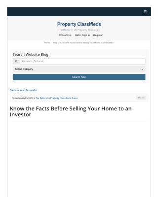 Know the Facts Before Selling Your Home to an Investor