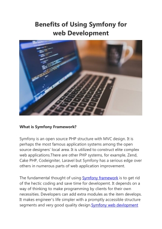 Benefits of Using Symfony for web development
