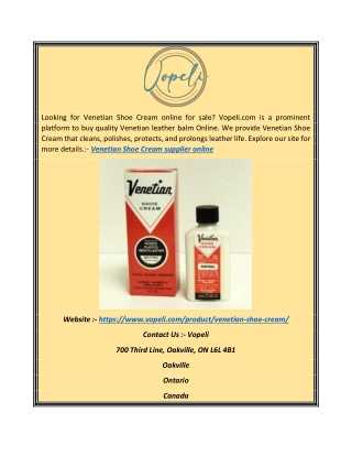 Venetian Shoe Cream Supplier Online | Vopeli.com