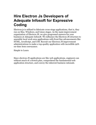 Hire Electron Js Developers of Adequate Infosoft for Expressive Coding