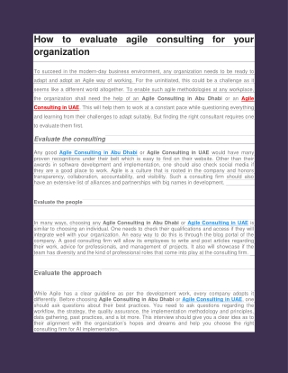 How to evaluate agile consulting for your organization