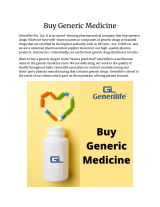 Buy Generic Medicine