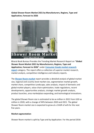 Global Shower Room Market Size Study By Type and Regional Forecasts to 2026