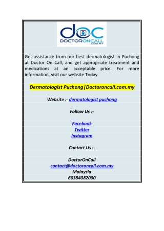 Dermatologist PuchongDoctoroncall.com.my