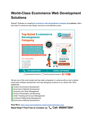 World-Class Ecommerce Web Development Solutions