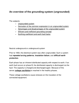 An overview of the grounding system (ungrounded)