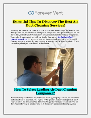 Best Air Duct Cleaning Services | Forever Vent
