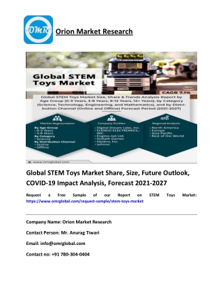 Global STEM Toys Market Share, Size, Future Outlook, COVID-19 Impact Analysis, Forecast 2021-2027