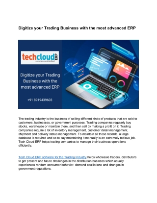 Digitize your Trading Business with the most advanced ERP
