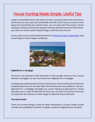 House Hunting Made Simple: Useful Tips
