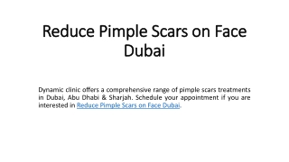 Reduce Pimple Scars on Face Dubai