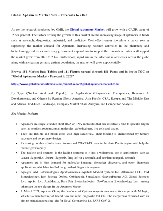 COVID-19 Impact on Global Aptamers Market