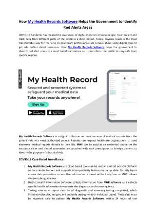 How My Health Records Software Helps the Government to Identify Red Alerts Areas