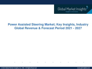 Power Assisted Steering Market to Record CAGR of  4.6%Over 21-2027