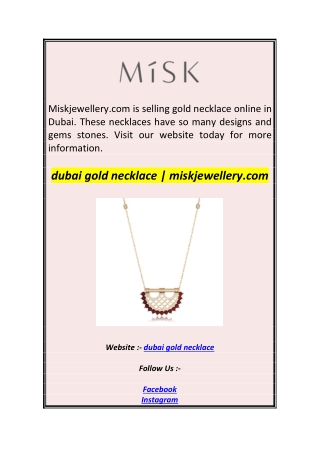 dubai gold necklace  miskjewellery.com