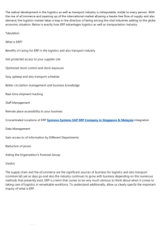 LogisticsE-commerce Logistics 7 Ways ERP Benefits Logistics and Transportation