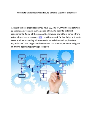 Automate Critical Tasks With RPA To Enhance Customer Experience