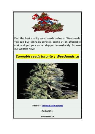 Cannabis seeds toronto  Weedseeds.ca