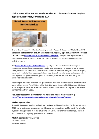 Global Smart Pill Boxes and Bottles Market Research Report 2021-2026