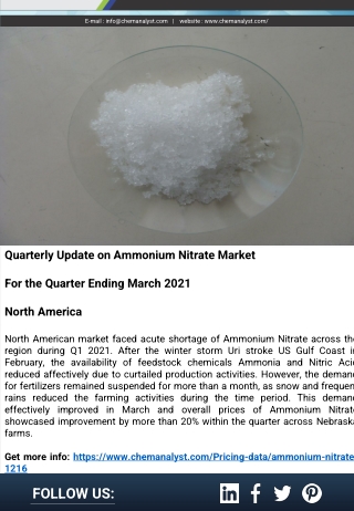 Ammonium Nitrate Prices, News, Chart, Trend | ChemAnalyst