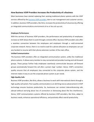 How Business VOIP Providers Increases the Productivity of a Business