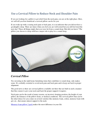 Use a Cervical Pillow to Reduce Neck and Shoulder Pain