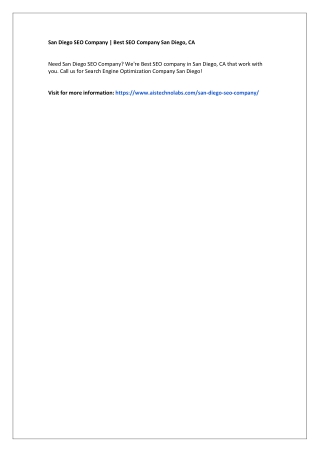 San Diego SEO Company | Best SEO Company San Diego, CA
