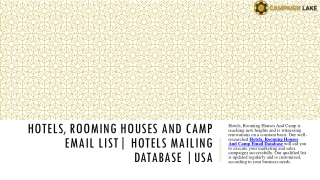 Bes Hotels, Rooming Houses and Camp Email List|USA