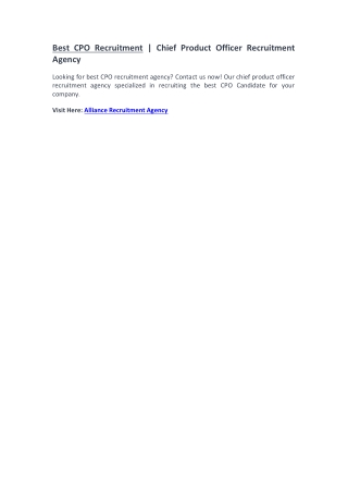CPO Recruitment - Chief Product Officer Recruitment Agency