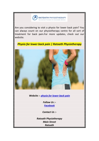 Physio for lower back pain  Ratoath Physiotherapy
