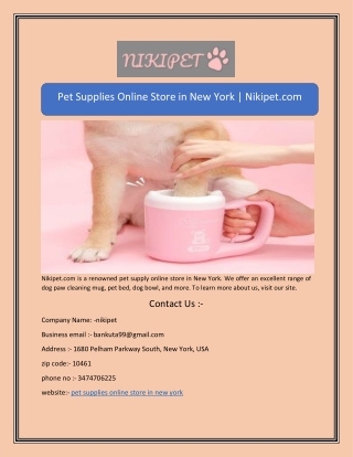 Pet Supplies Online Store in New York | Nikipet.com
