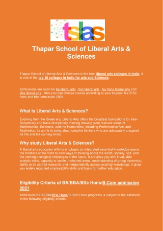 Thapar School of Liberal Arts & Sciences