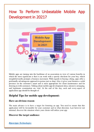 How To Perform Unbeatable Mobile App Development in 2021