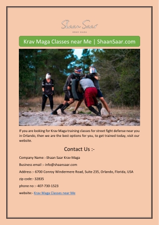 Krav Maga Classes near Me | ShaanSaar.com