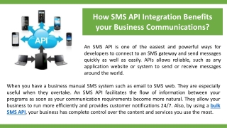 How SMS API Integration Benefits your Business Communications