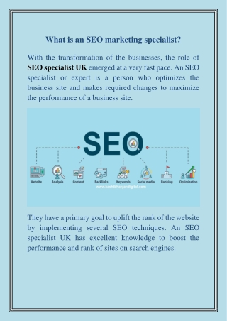 Search Engine Optimization (SEO) Specialist in UK