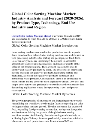 Global Color Sorting Machine Market