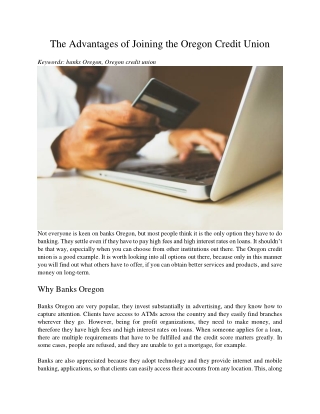 The Advantages of Joining the Oregon Credit Union